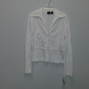 NEW white 100% cotton INC blouse with bell sleeves